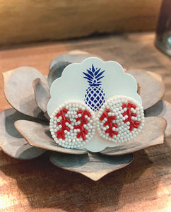 ‘Home run’ Baseball beaded earrings