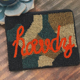 'Howdy' Camouflage Beaded Zip Pouch